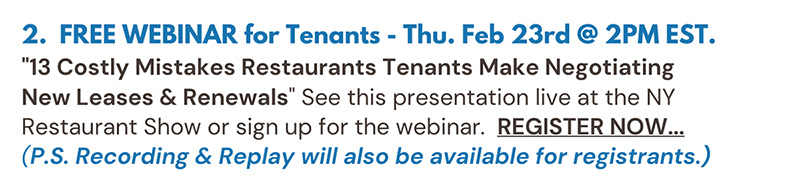 FREE WEBINAR: 13 Costly Mistakes Restaurant Tenants Make Negotiating New Leases & Renewals