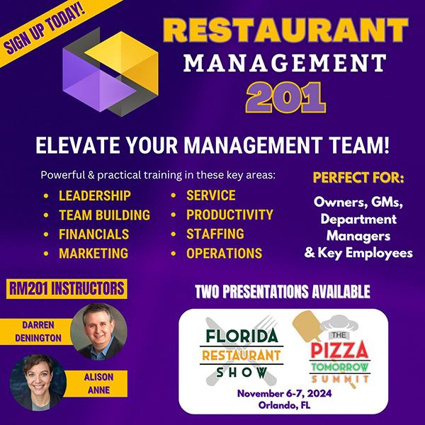 Restaurant Management 201 Workshop Info